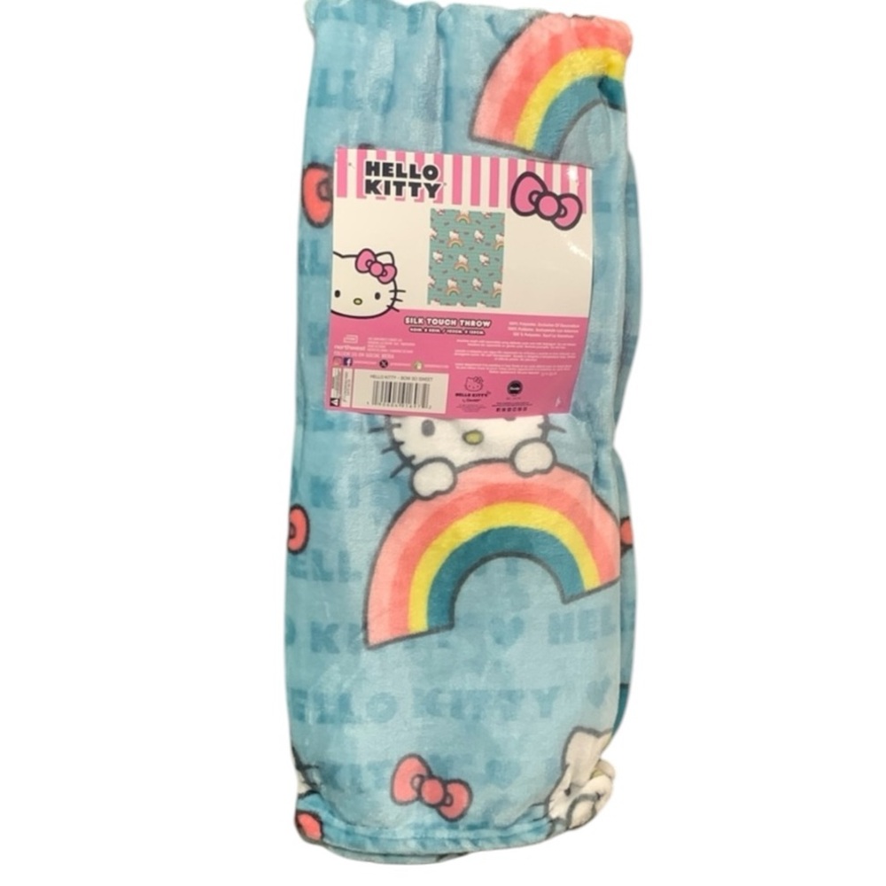 Hello Kitty Plush Rainbow Throw Blanket